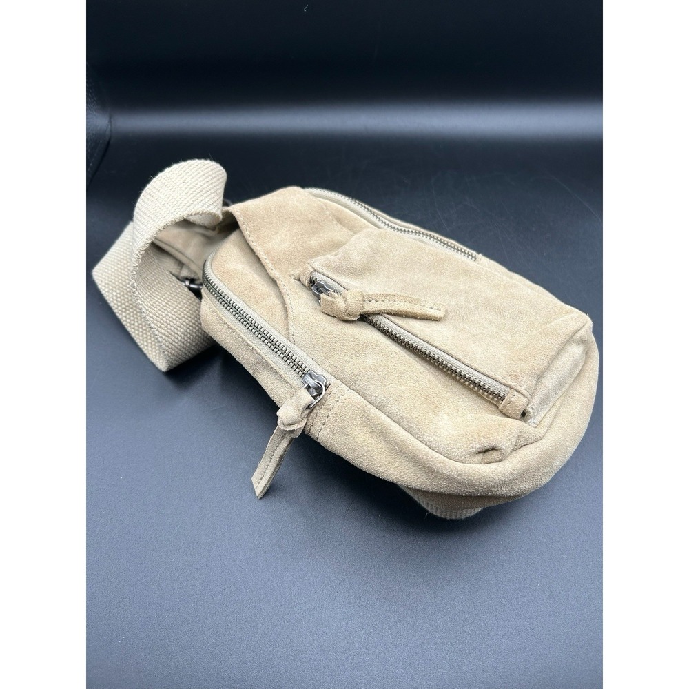 Free Prople Mineral Beige Hudson Sling Suede Leather Crossbody Purse Bag